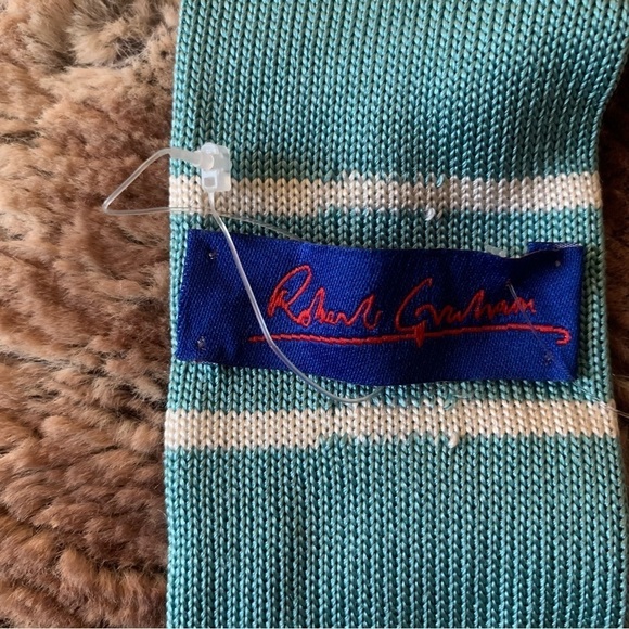 Robert Graham Teal and White Striped Tie - Picture 8 of 8